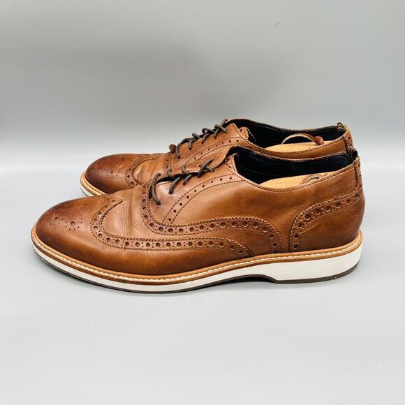 Cole Haan Shoes Mens 11 Brown Leather Grand 360 Wingtip Oxford Dress Brogue